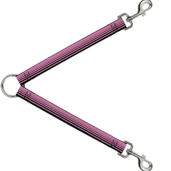 Dog Leash Splitter - Stripe Transition Black/Pink