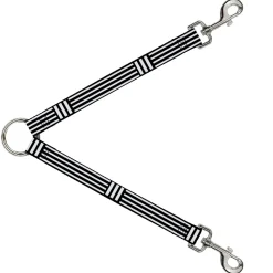Dog Leash Splitter - Stripe Blocks Black/White