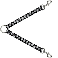 Dog Leash Splitter - Sugar Skulls Black/White/Black