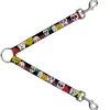 Dog Leash Splitter - Sugar Skulls & Flowers Black/Multi Color
