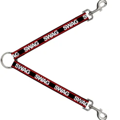 Dog Leash Splitter - SWAGG Black/White/Red Stripe