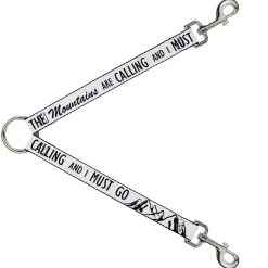 Dog Leash Splitter - THE MOUNTAINS ARE CALLING AND I MUST GO/Mountains Outline White/Black