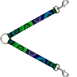 Dog Leash Splitter - Tie Dye Swirl Green/Blue/Purple