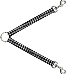 Dog Leash Splitter - Top Skulls Black/White