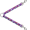 Dog Leash Splitter - Unicorns/Rainbows w/Stripes Purple