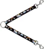 Dog Leash Splitter - Unicorns/Rainbows/Stars Black