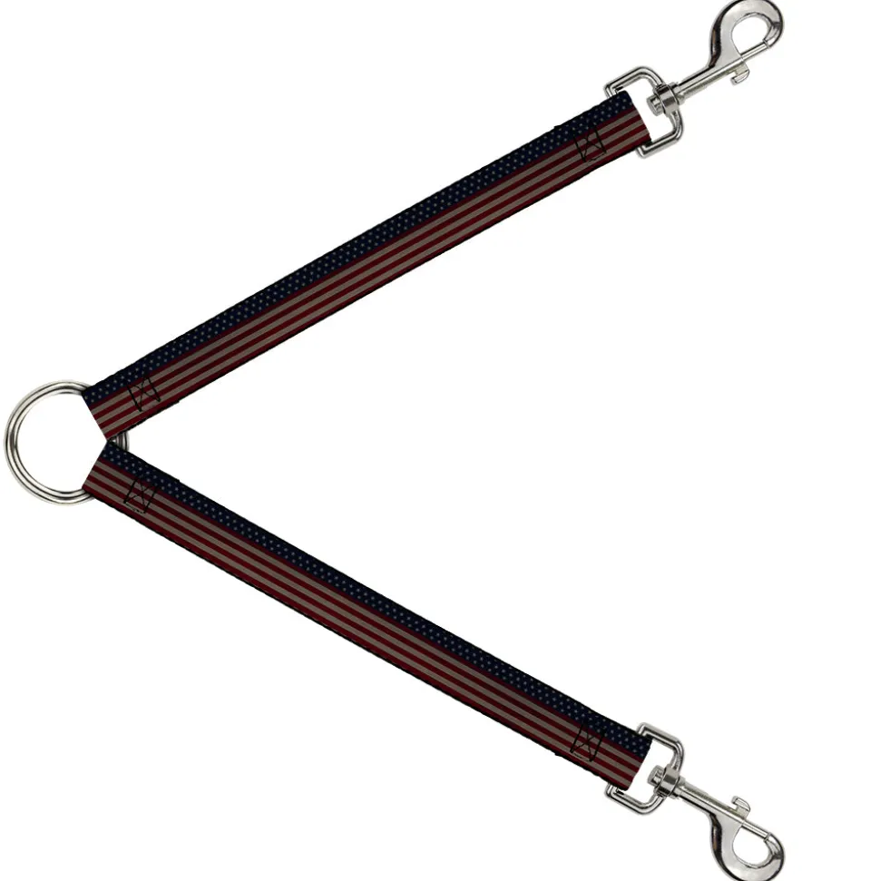 Dog Leash Splitter - United States Flag Stars & Stripes Distressed