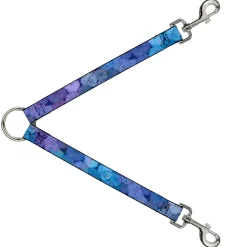 Dog Leash Splitter - Vivid Floral Collage3 Blues/Purples