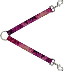 Dog Leash Splitter - Vivid Floral Collage Pinks