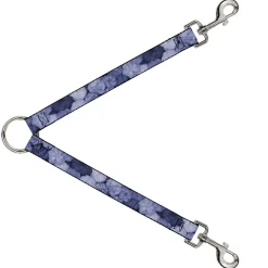 Dog Leash Splitter - Vivid Floral Collage2 Blues