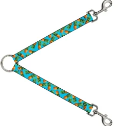 Dog Leash Splitter - Vivid Pineapples Scattered Blue