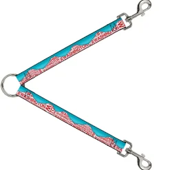 Dog Leash Splitter - WASHINGTON Mountain Range Turquoise/White/Red