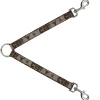 Dog Leash Splitter - Western COWBOY Icons Collage Tan Browns