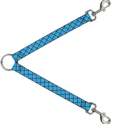 Dog Leash Splitter - Wire Grid Baby Blue Black/White