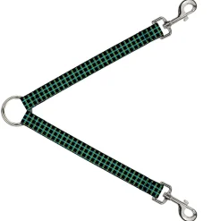 Dog Leash Splitter - Wire Grid Black/Turquoise/Yellow