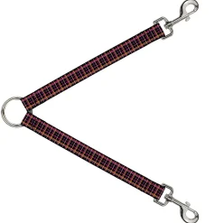 Dog Leash Splitter - Wire Grid Black/Orange/Purple