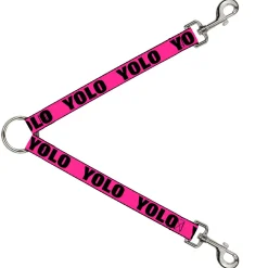 Dog Leash Splitter - YOLO Pink/Black