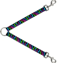 Dog Leash Splitter - Zebra Black/Blue/Green/Pink/Purple
