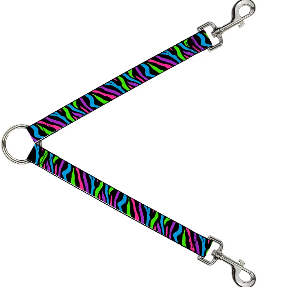 Dog Leash Splitter - Zebra Black/Blue/Green/Pink/Purple