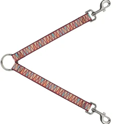 Dog Leash Splitter - Zig Zag Doodle Red/Tan/Blues/Orange