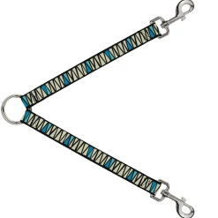 Dog Leash Splitter - Zig Zag Doodle Black/Cream/Blues
