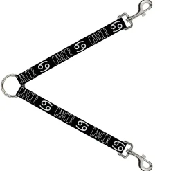 Dog Leash Splitter - Zodiac CANCER/Symbol Black/White
