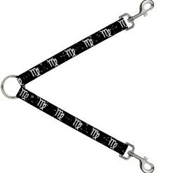 Dog Leash Splitter - Zodiac Virgo Symbol/Constellations Black/White