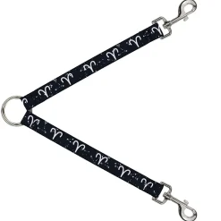 Dog Leash Splitter - Zodiac Aries Symbol/Constellations Black/White