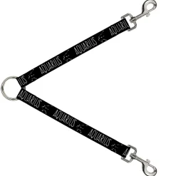 Dog Leash Splitter - Zodiac AQUARIUS/Constellation Black/White