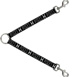 Dog Leash Splitter - Zodiac PISCES/Symbol Black/White