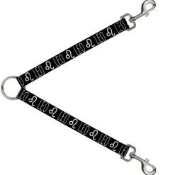 Dog Leash Splitter - Zodiac LEO/Symbol Black/White