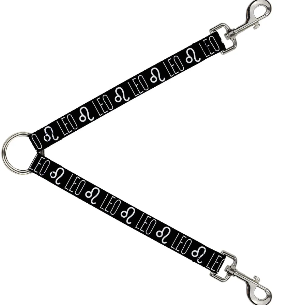 Dog Leash Splitter - Zodiac LEO/Symbol Black/White