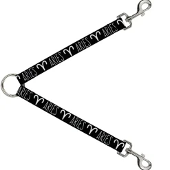Dog Leash Splitter - Zodiac ARIES/Symbol Black/White