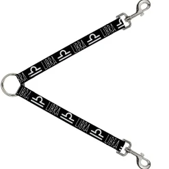Dog Leash Splitter - Zodiac LIBRA/Symbol Black/White