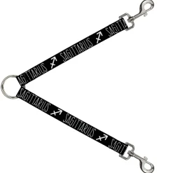 Dog Leash Splitter - Zodiac SAGITTARIUS/Symbol Black/White