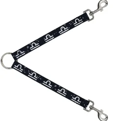 Dog Leash Splitter - Zodiac Libra Symbol/Constellations Black/White