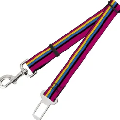 Dog Safety Seatbelt for Cars - Racing Stripes Pink/Yellow/Blue/Black