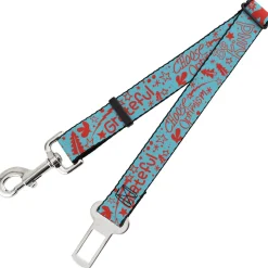 Dog Safety Seatbelt for Cars - GRATEFUL OPTIMISM BE KIND Icons Collage Blue/Red
