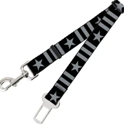 Dog Safety Seatbelt for Cars - Star and Three Stripes Black/Gray
