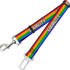 Dog Safety Seatbelt for Cars - EQUALITY/Stripe Rainbow/White