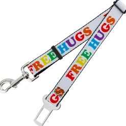 Dog Safety Seatbelt for Cars - FREE HUGS White/Multi Color