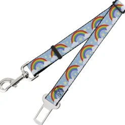 Dog Safety Seatbelt for Cars - Rainbows & Stars Light Blue/Yellow/Rainbow