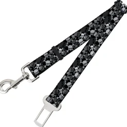 Dog Safety Seatbelt for Cars - Top Skulls Stacked Black/Gray/White