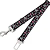Dog Safety Seatbelt for Cars - Skulls & Stars Black/White/Pink