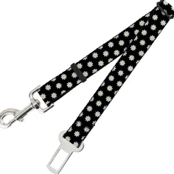 Dog Safety Seatbelt for Cars - Daisies Scattered Black/White/Yellow