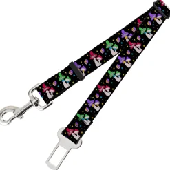 Dog Safety Seatbelt for Cars - Happy Mushrooms with Stars Black/Multi Color