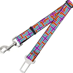 Dog Safety Seatbelt for Cars - Weave CLOSE-UP White/Pink/Orange/Aqua
