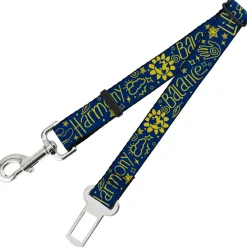 Dog Safety Seatbelt for Cars - HARMONY BALANCE LIFE Icons Collage Blue/Yellow