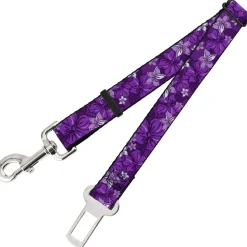 Dog Safety Seatbelt for Cars - Hibiscus Collage Purple Shades