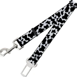 Dog Safety Seatbelt for Cars - Cow Pattern Print White/Black